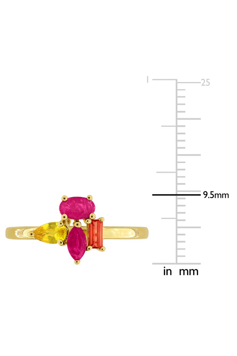Gemstone Unique Cluster Ring in Plated Sterling Silver, Alternate, color, Multi-Stone/Yellow-Plated