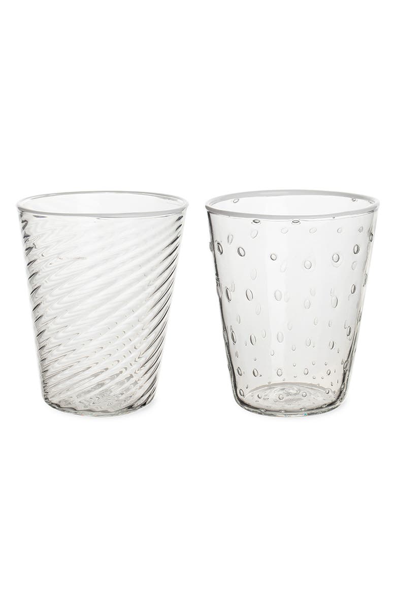 Stories of Italy Set of 2 Mismatched Ultralight Murano Glass Tumblers, Main, color,