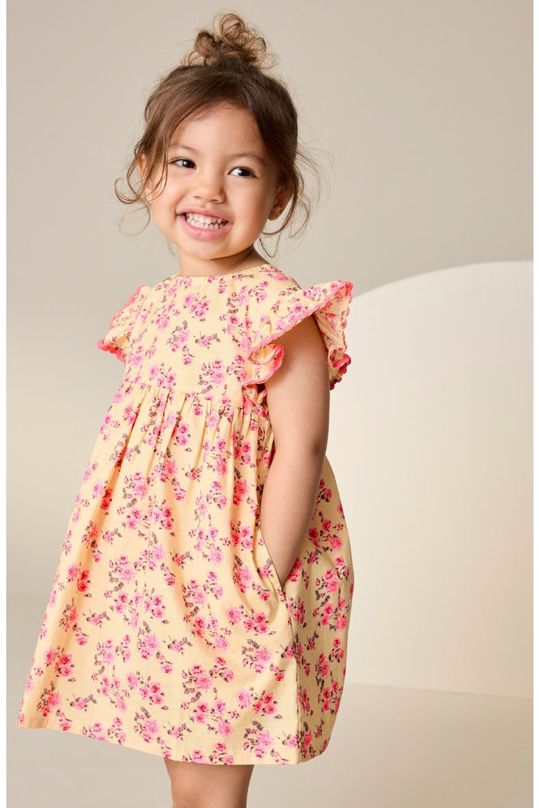 Kids' Ditsy Cotton Dress, Alternate, color, YELLOW