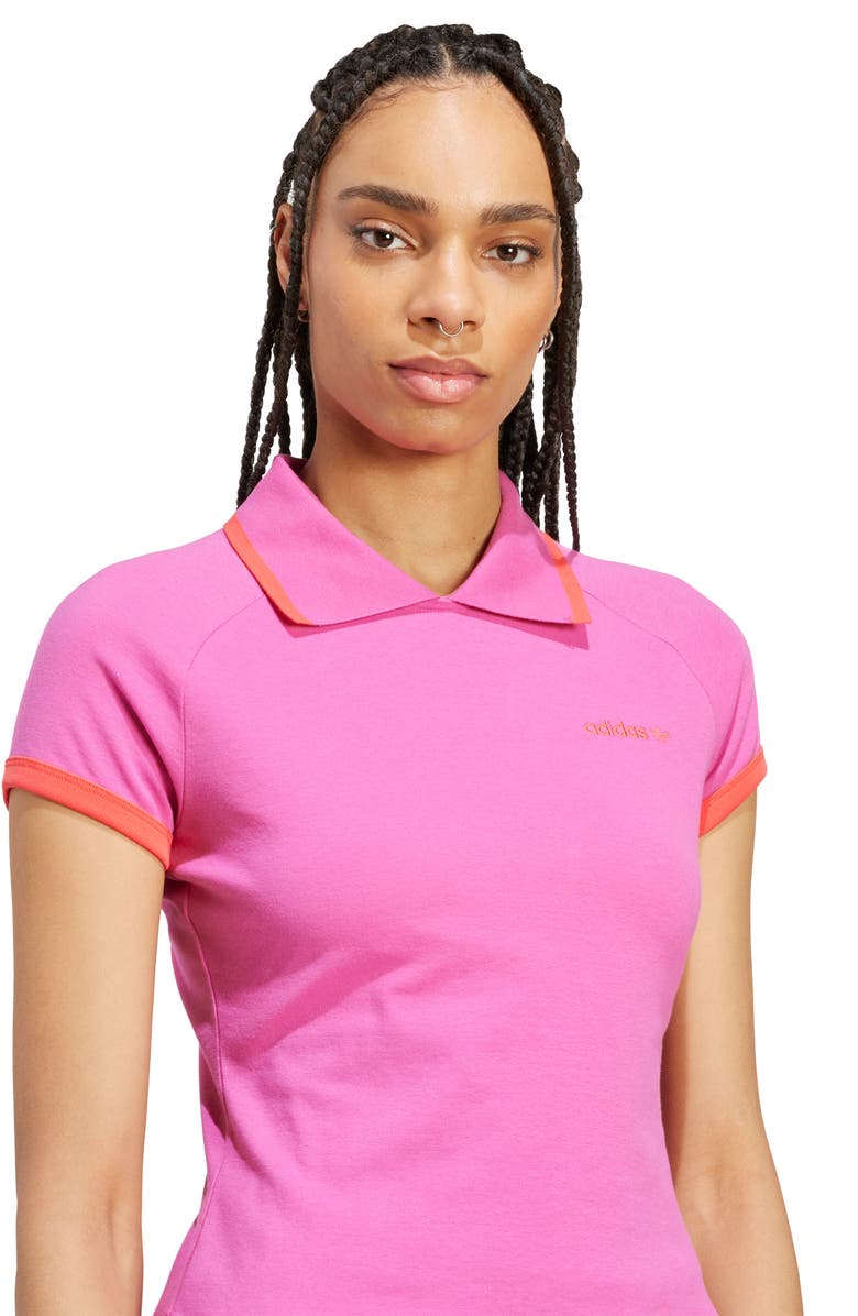 adidas Trefoil Logo Stretch Cotton Piqué Polo, Alternate, color, Semi Lucid Fuchsia