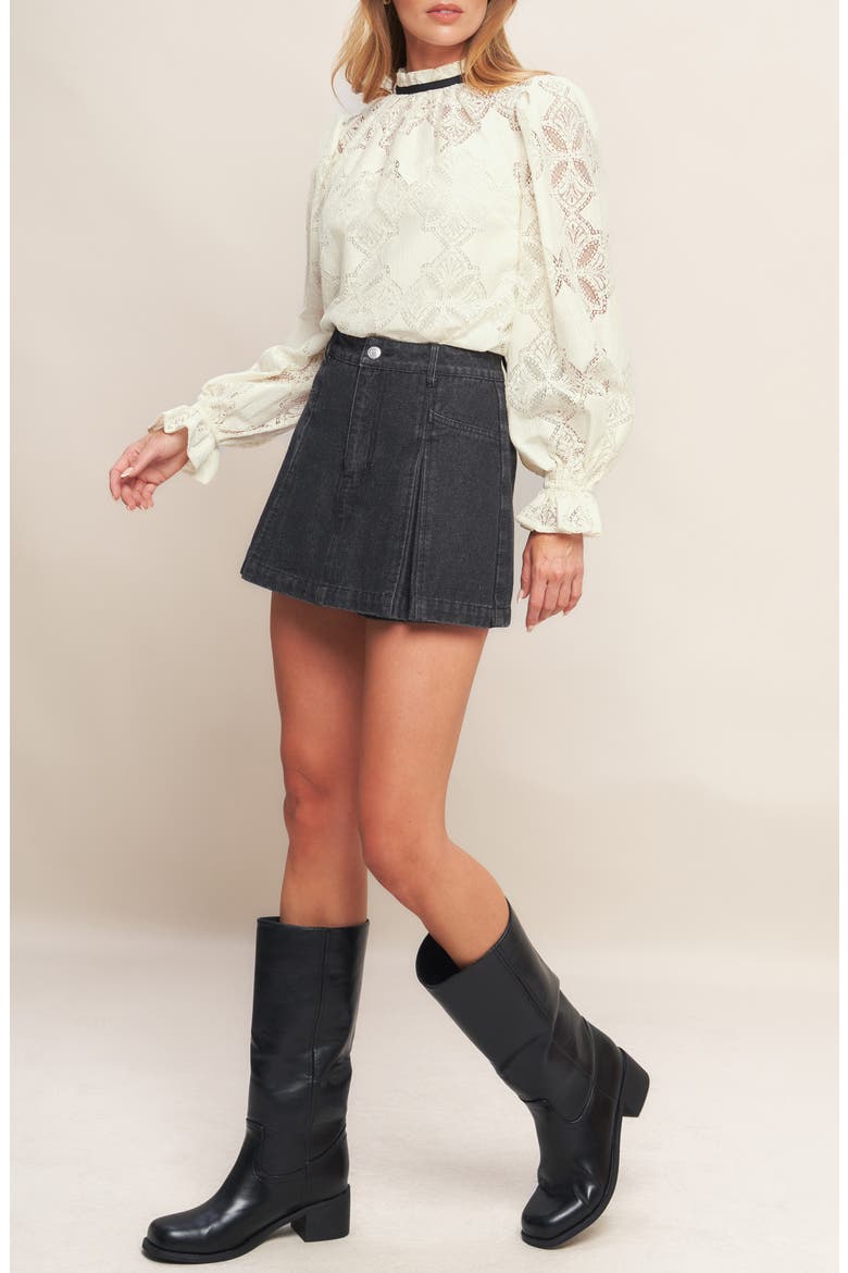 Mock Neck Lace Top, Alternate, color, IVORY
