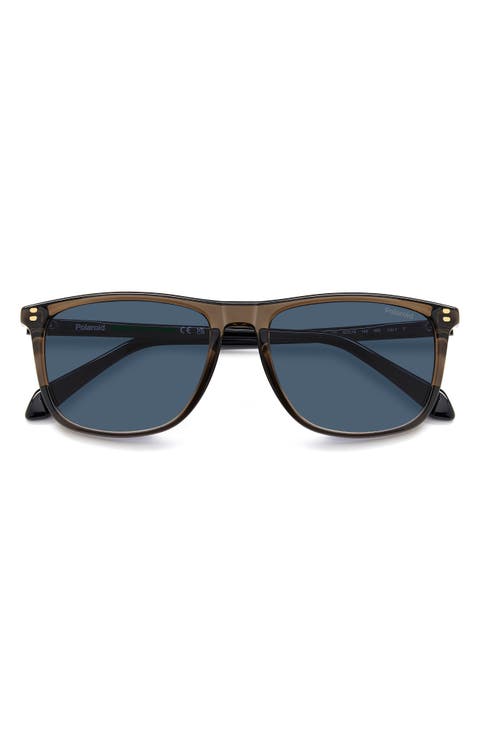 55mm Polarized Rectangular Sunglasses