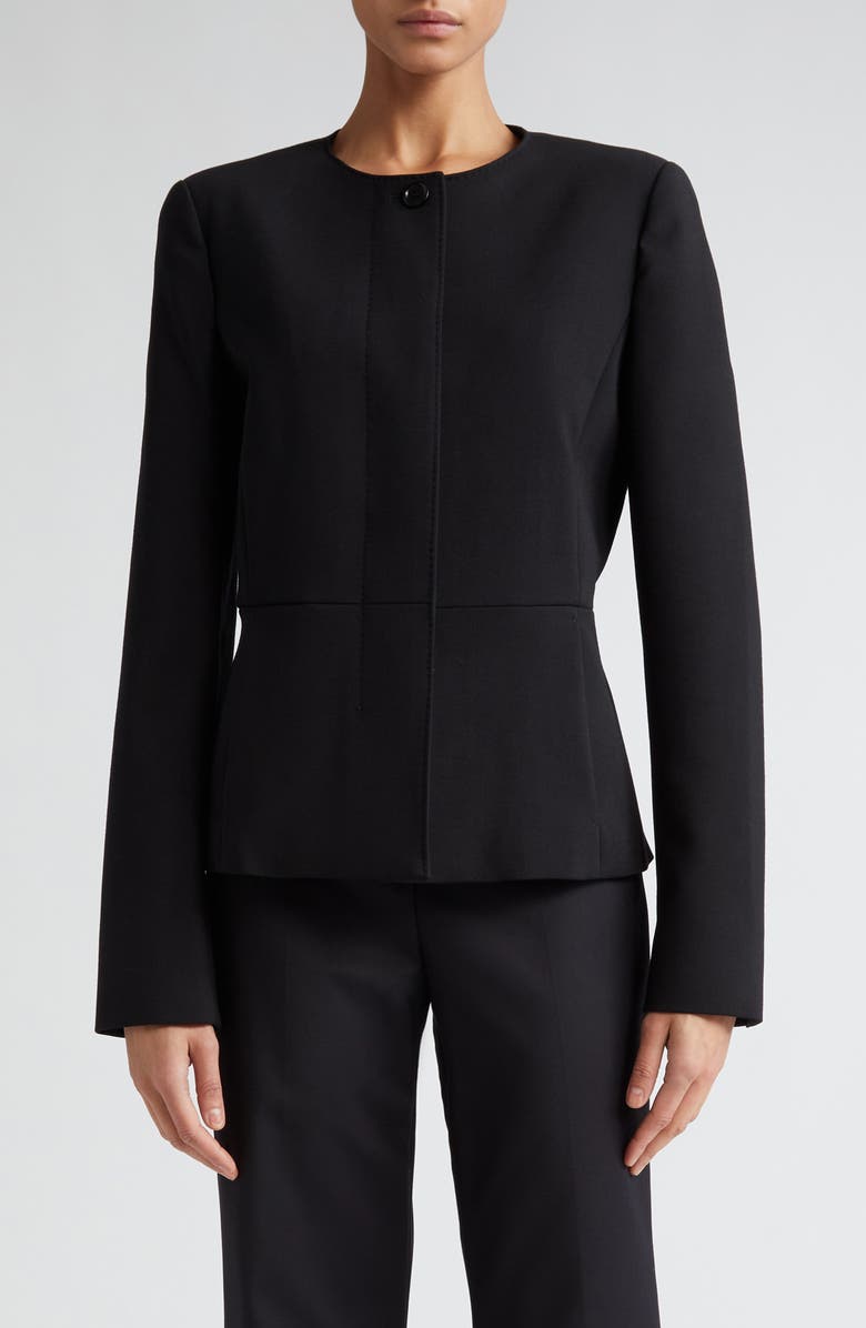 Max Mara Pepli Stretch Virgin Wool Jacket, Main, color, Black