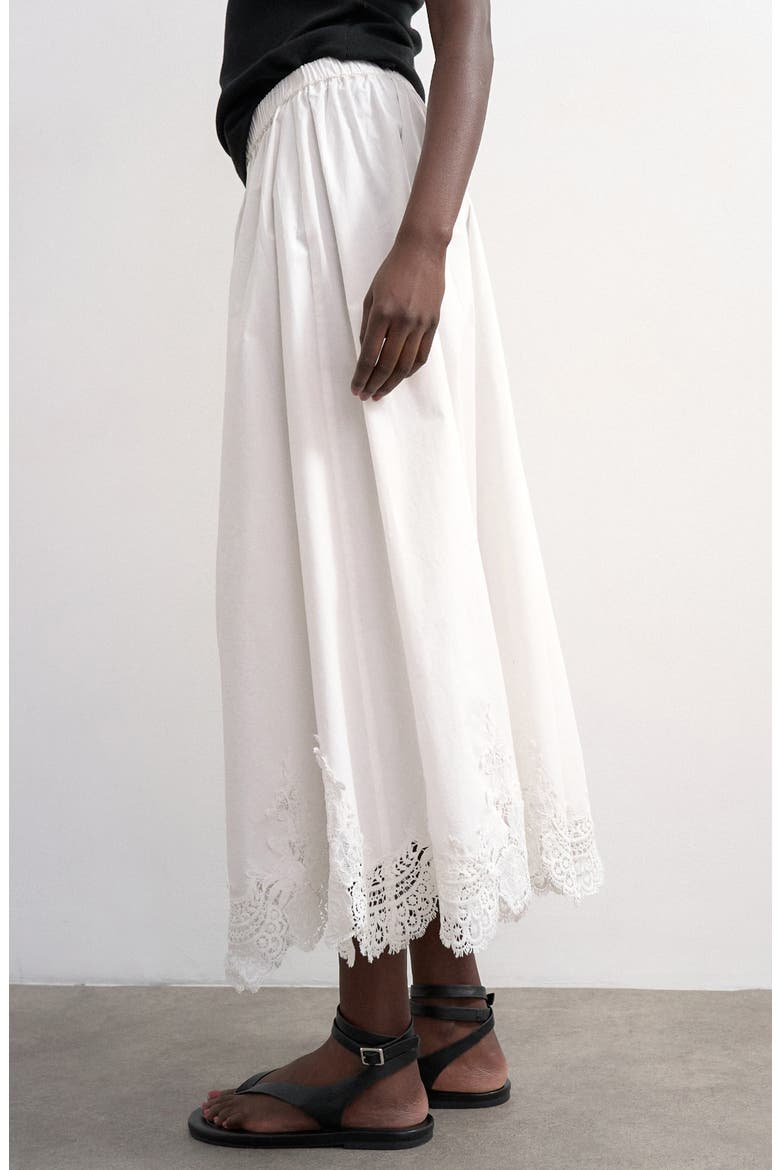Lace Hem Cotton Maxi Skirt, Alternate, color, IVORY