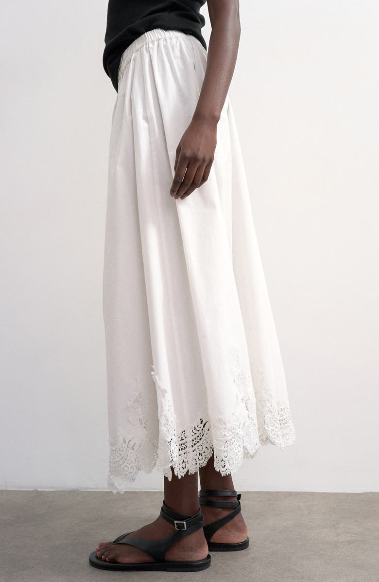Topshop Lace Hem Cotton Maxi Skirt, Alternate, color, Ivory