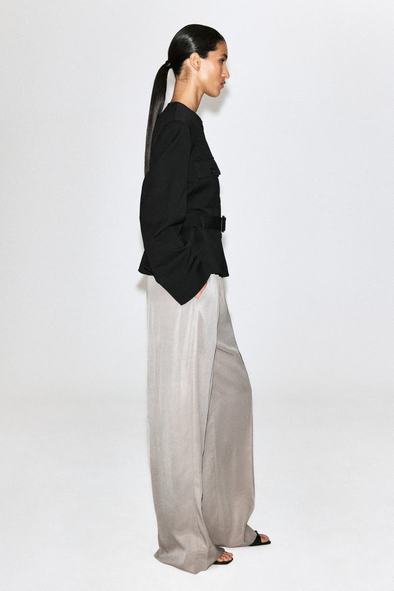 Elasticated Twill Straight-leg Pants, Alternate, color, LIGHT GRAY