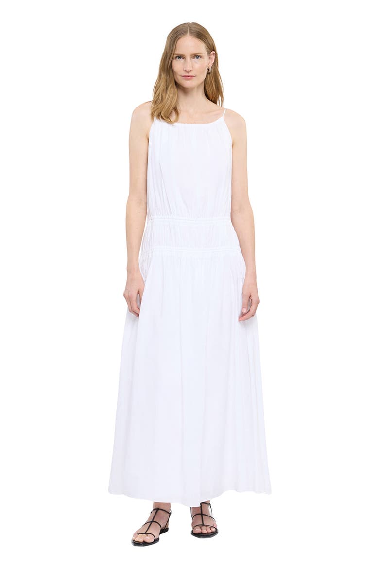 Gathered Scoop Back Dress, Main, color, OFF WHITE
