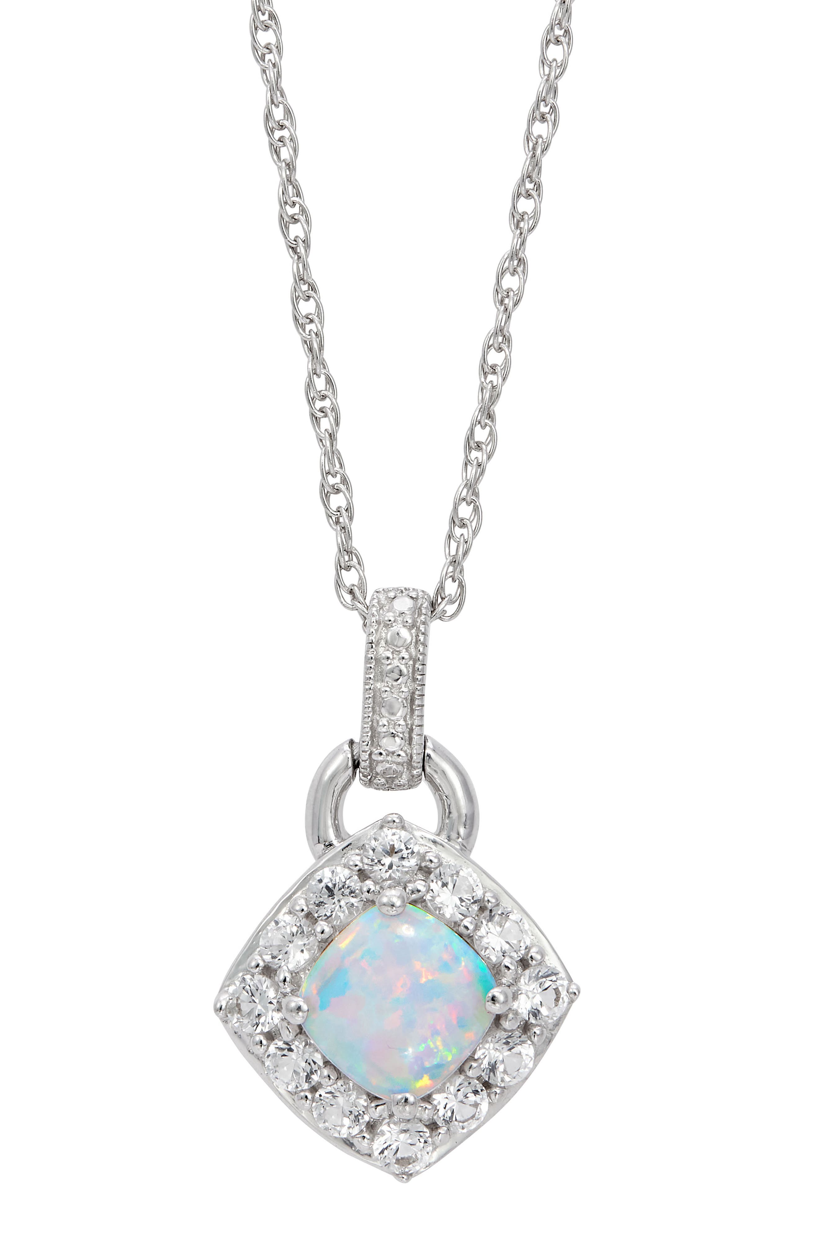 SAVVY CIE JEWELS Lab-Grown Opal & Cubic Zirconia Pendant Necklace