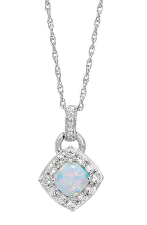 Lab-Grown Opal & Cubic Zirconia Pendant Necklace