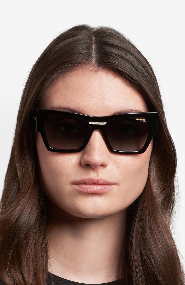 Carrera Eyewear Victory 57mm Gradient Rectangular Sunglasses, Alternate, color, Black/ Dark Grey