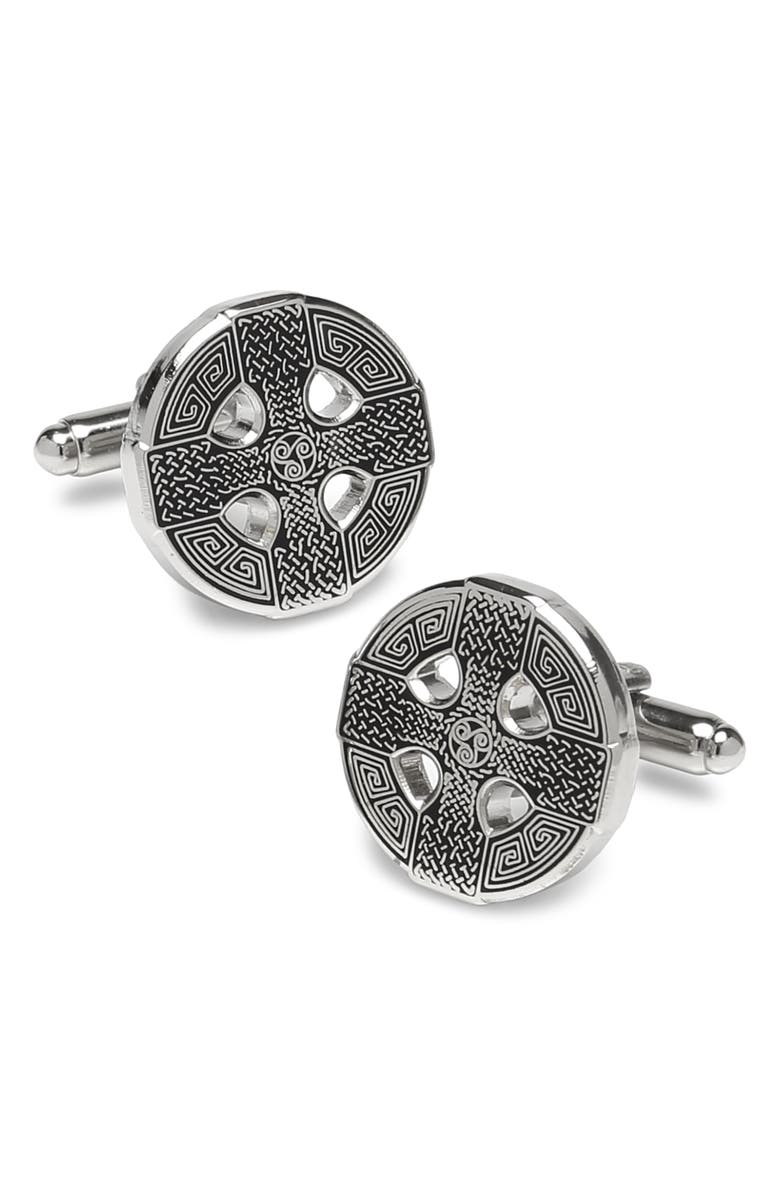 Cufflinks, Inc. Celtic Cross Cuff Links, Main, color, Black