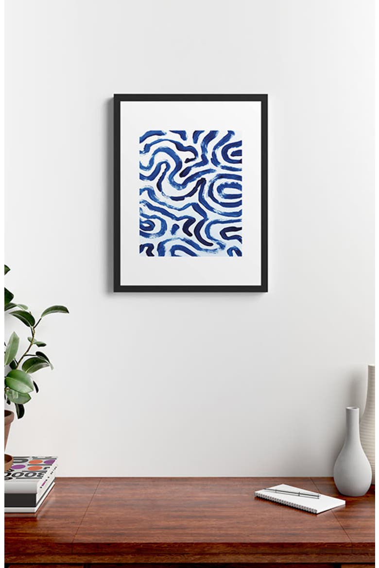 Blue Minimal Framed Art Print, Alternate, color, BLUE/ WHITE