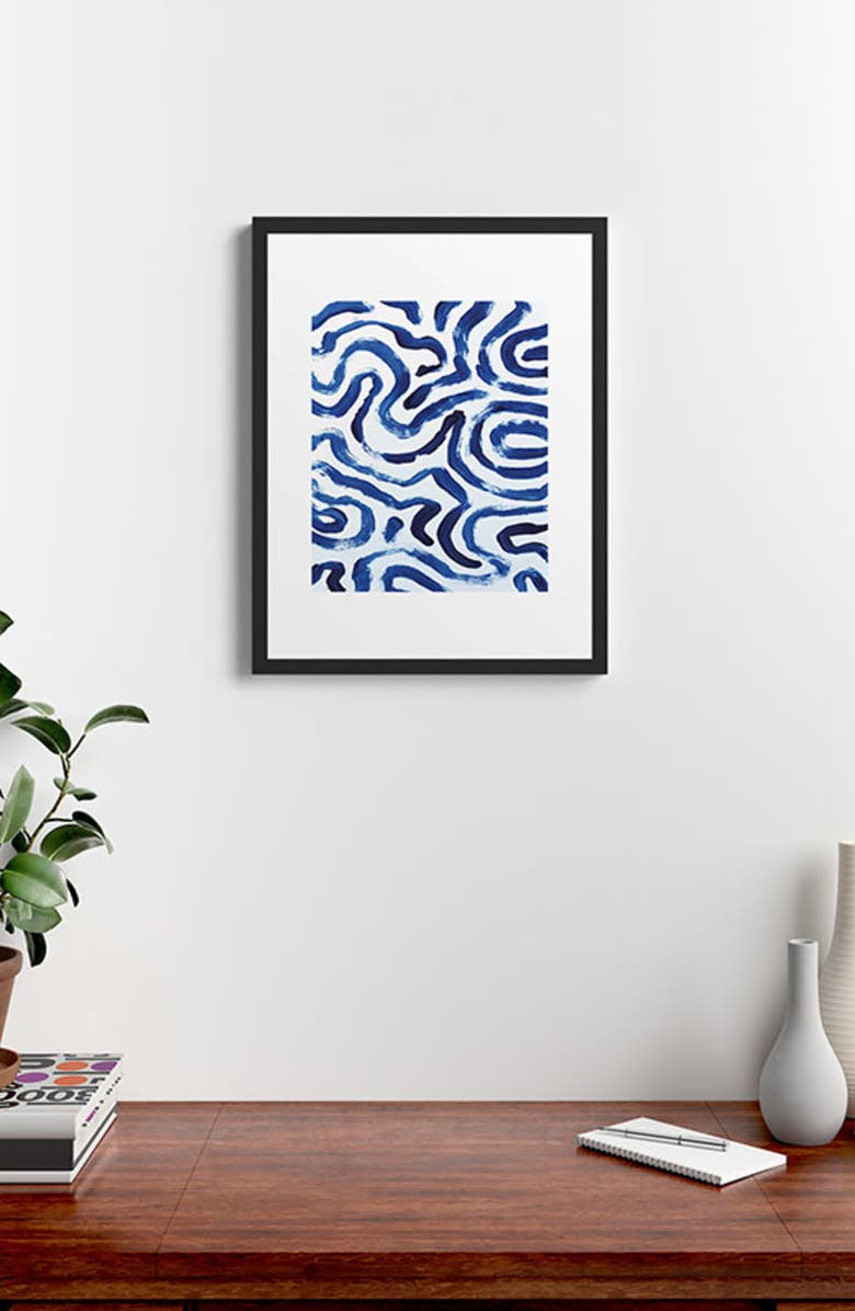 Deny Designs Blue Minimal Framed Art Print, Alternate, color, Blue/ White