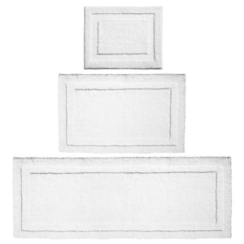 Microfiber Bath Mats - 3 Piece Bathroom Rugs - Set of 3 - Bright White