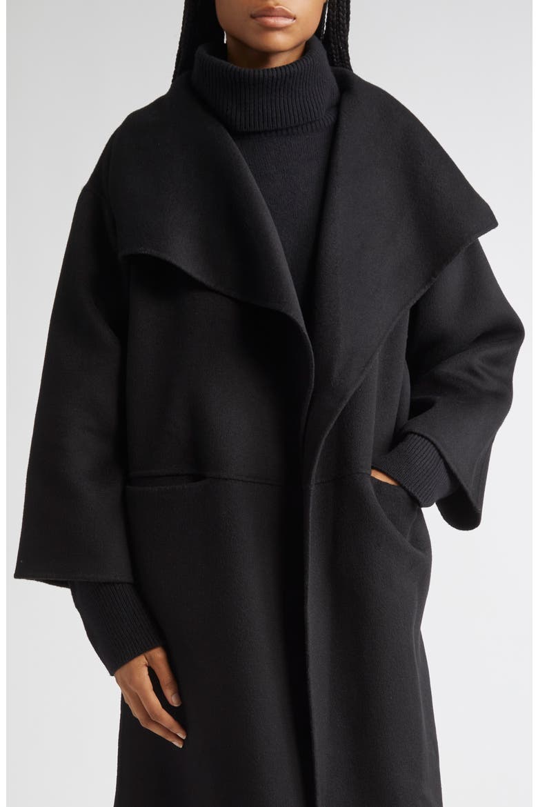 Totême Annecy Open Front Wool & Cashmere Coat, Alternate, color, BLACK