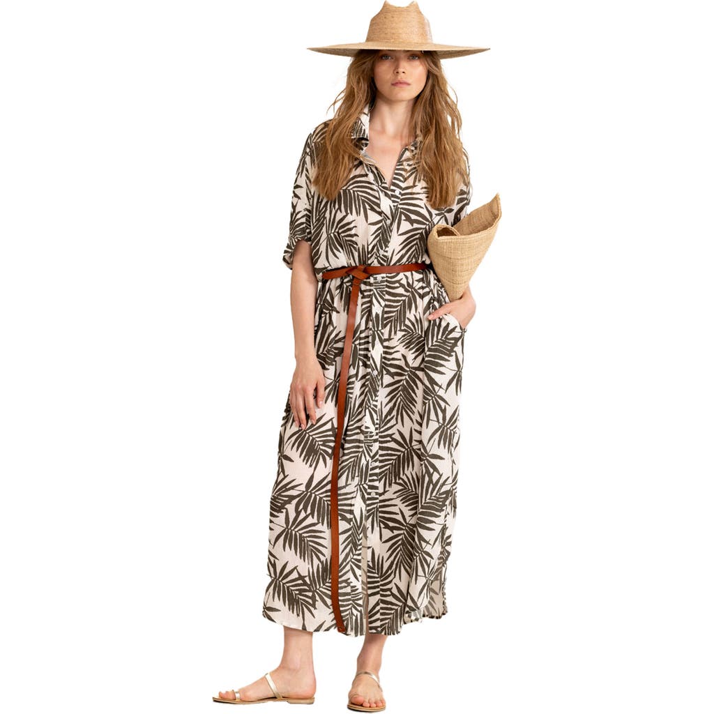 Beach Life By Gottex Resort Swim Cover Up Kaftan Full Btn In Multi/grn