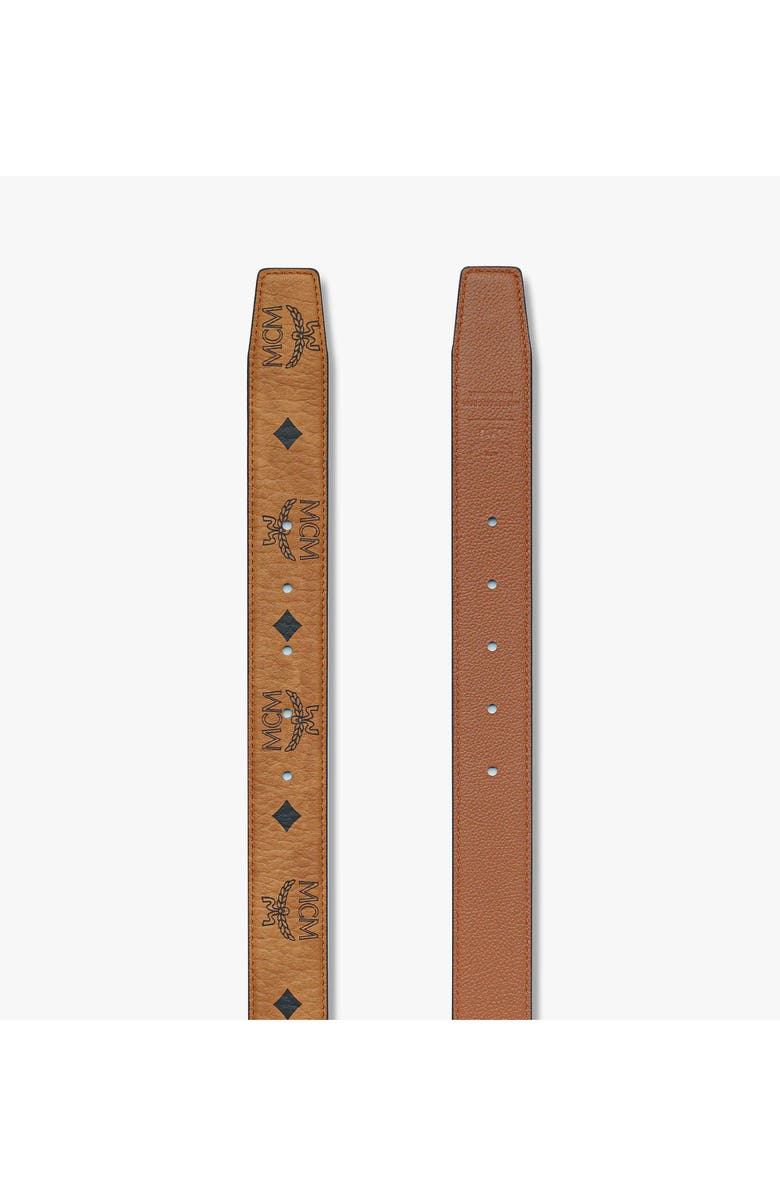 MCM Aren Reversible Belt 1.3" in Visetos, Alternate, color, Cognac