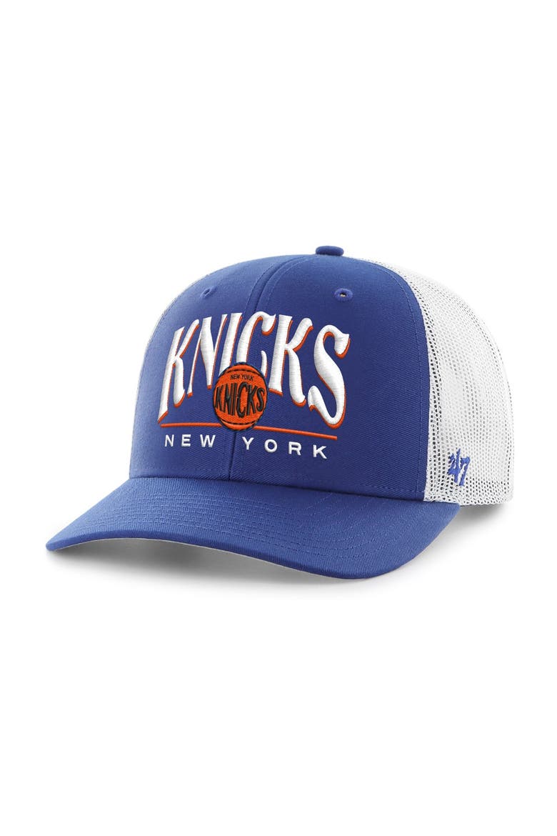 Men's '47  Blue/White New York Knicks Domestic Adjustable Trucker Hat, Main, color, Blue