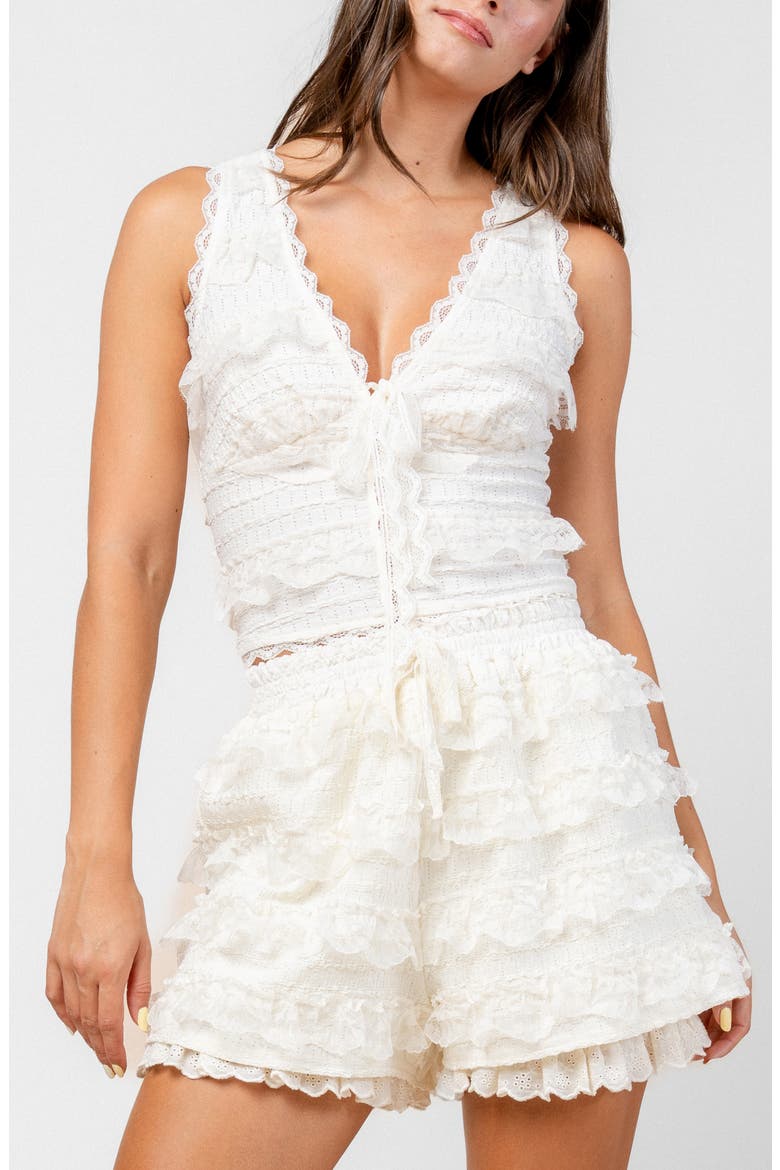 Lace Trim Jacquard Top, Alternate, color, OFF WHITE
