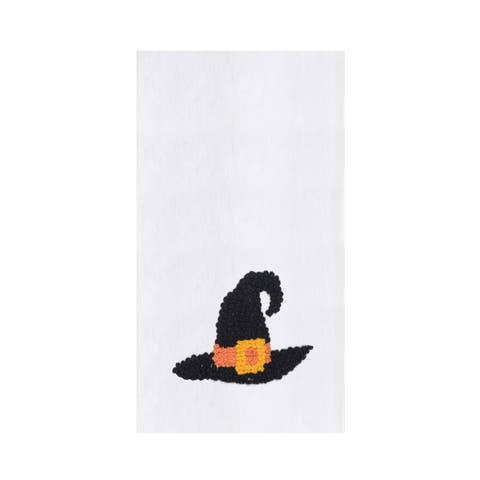 Witch Hat Halloween French Knot Embroidered 100% Cotton Flour Sack Kitchen Dishtowel