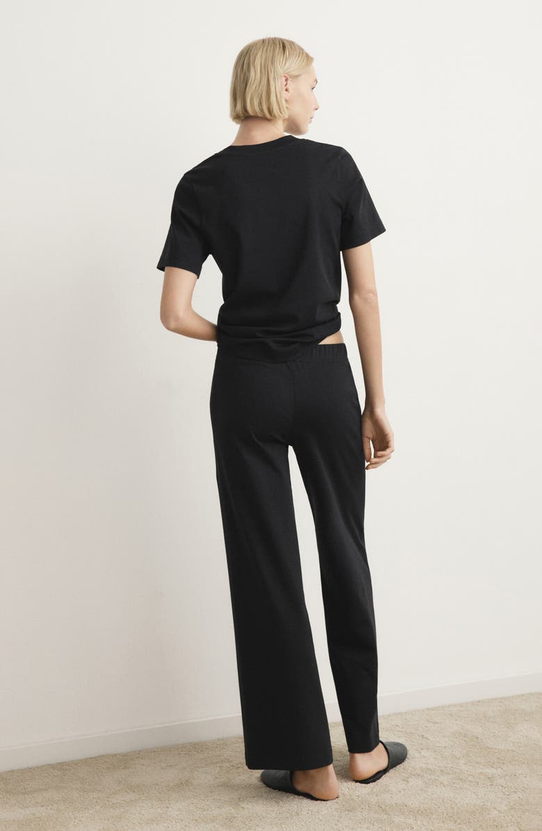 MANGO Solid Cotton Pajama Pants, Alternate, color, Black