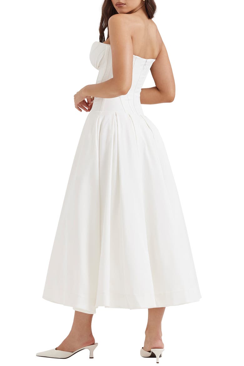 Lady Strapless Midi Dress, Alternate, color, WHITE
