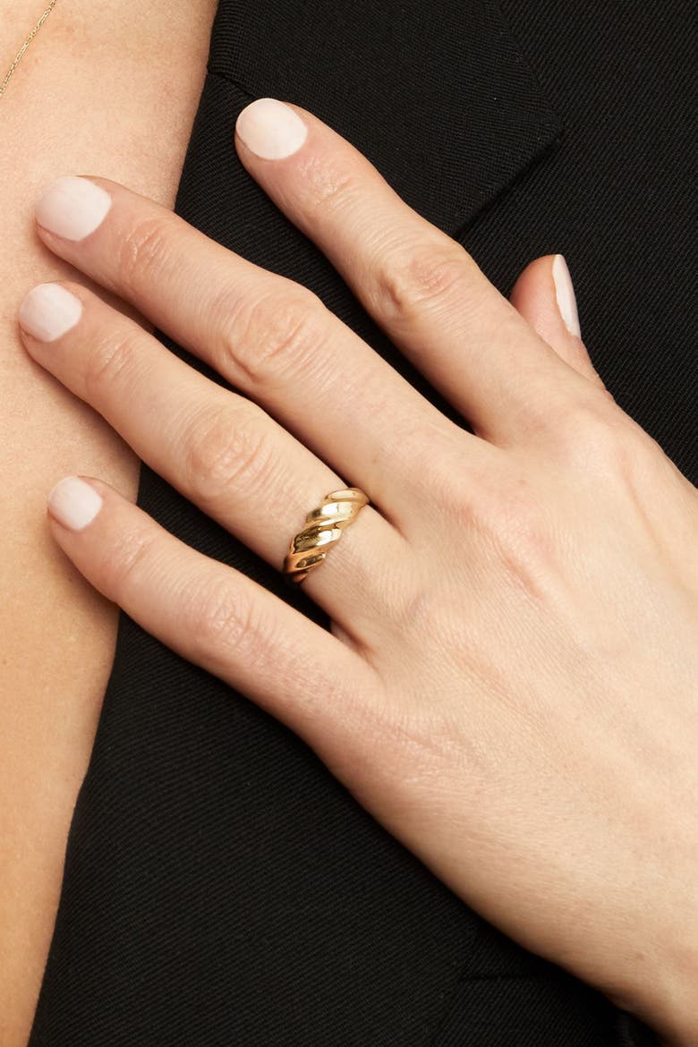 10K Yellow Gold Greek Retro Dome Ring, Alternate, color, Yellow Gold