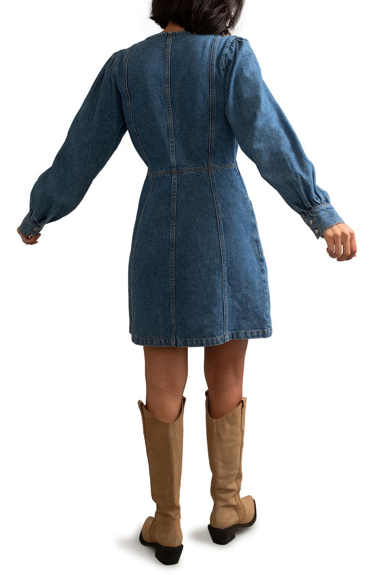 Highgate Long Sleeve Denim Minidress, Alternate, color, BLUE