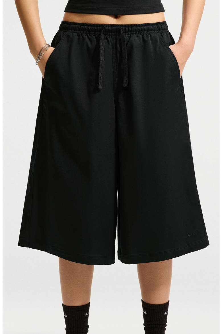 Parachute Wide Leg Shorts, Alternate, color, BLACK/ BLACK