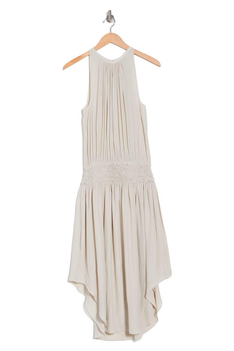 Audrey Smocked Waist Sleeveless Midi Dress, Alternate, color, SANDSTONE
