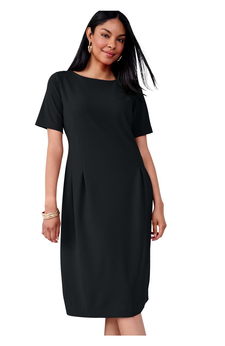 Jessica London Crepe Fit and Flare Dress, Main, color, Black