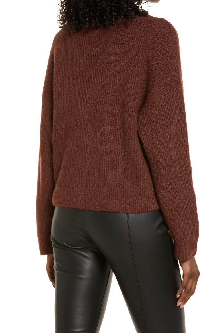 Rib Stitch Sweater, Alternate, color, BROWN CHOCOLATE