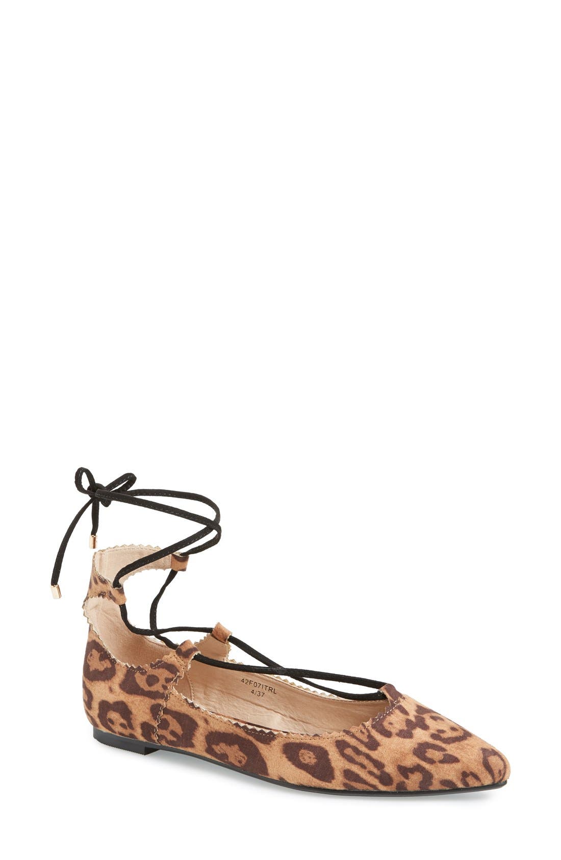 Topshop 'Finest' Pointy Toe Ghillie Flat, Main, color, 