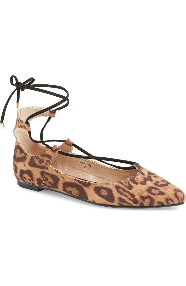 Topshop 'Finest' Pointy Toe Ghillie Flat, Main, color,