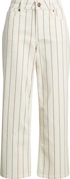 CITY BLUES Stripe Crop Straight Leg Jeans