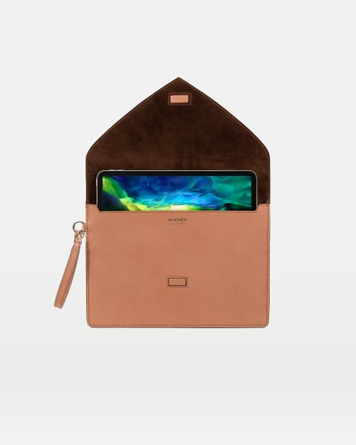 Modher Envelope Clutch In Vegetable Tanned Calfskin And Suede Leather In Brown