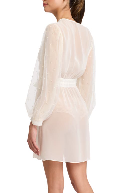 Rya Collection Imitation Pearl Tie Waist Cover-up Robe In Ivory