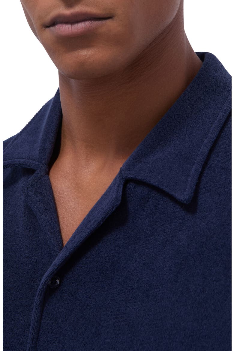 Terry Cloth Camp Shirt, Alternate, color, NAVY