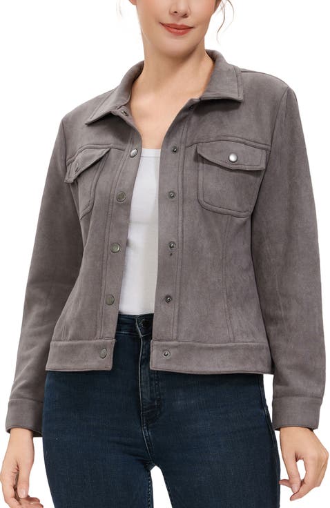 Women's Faux Suede Trucker Jacket