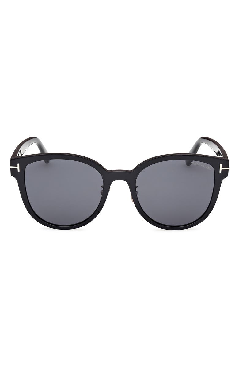 TOM FORD 55mm Butterfly Sunglasses, Main, color, Shiny Black / Smoke