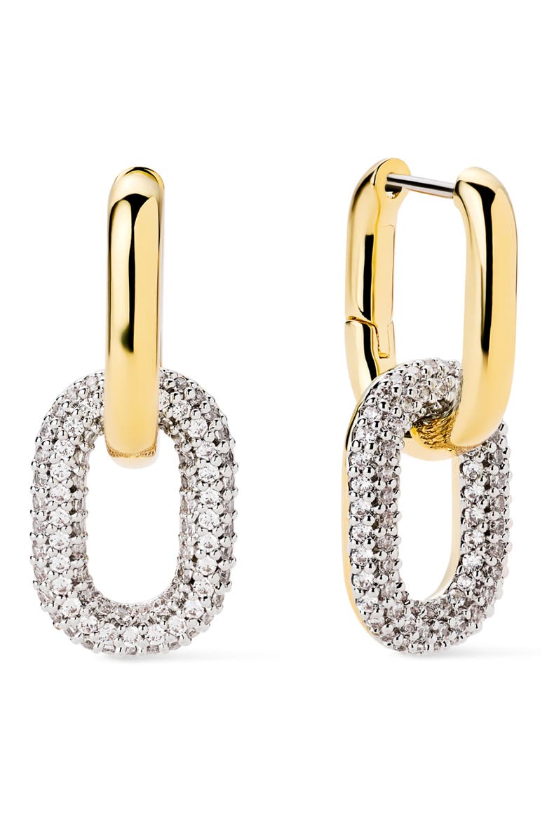 Rox Mini Double Hoop Drop Earrings, Main, color, GOLD CLEAR