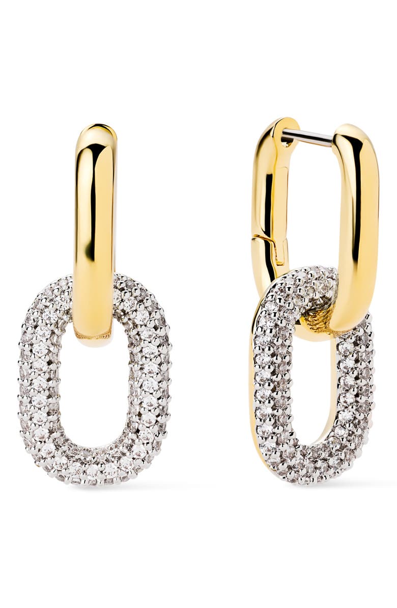 Ana Luisa Rox Mini Double Hoop Drop Earrings, Main, color, Gold / Clear