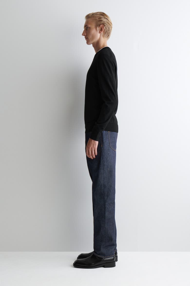 Slim Merino Wool Crew-Neck Sweater, Alternate, color, BLACK