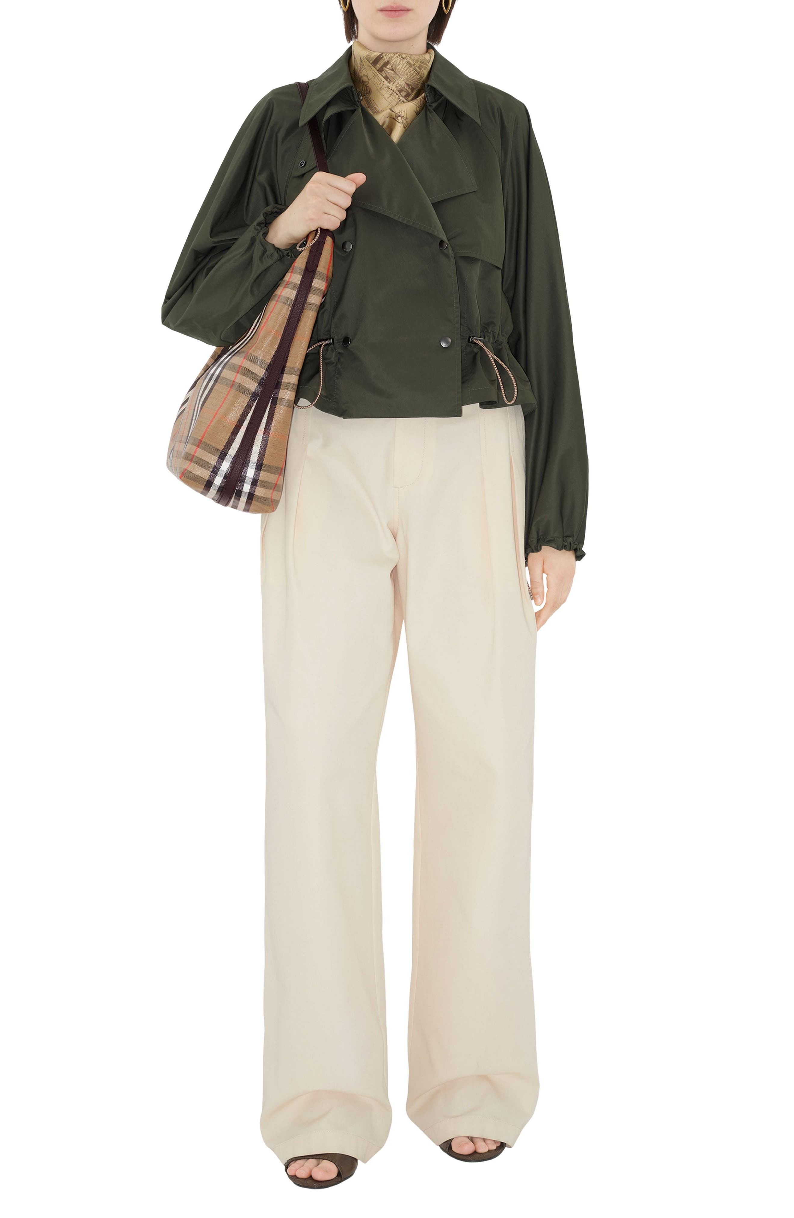 Burberry Highlands Coated Canvas Shoulder Bag, Alternate, color, Sand