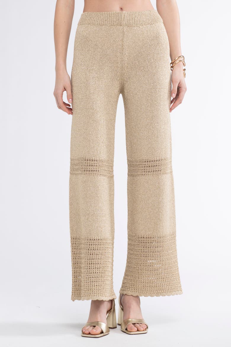 Tina Crochet Cover-Up Pants, Alternate, color, Gold