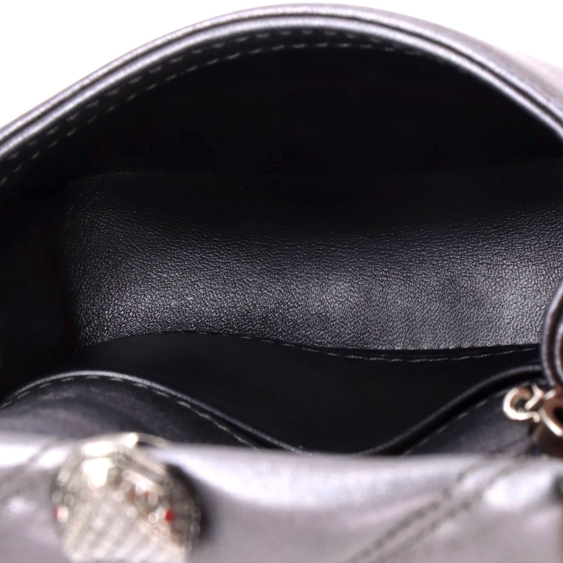 Serpenti Cabochon Shoulder Bag Diagonal Quilted Leather Micro, Alternate, color, Grey