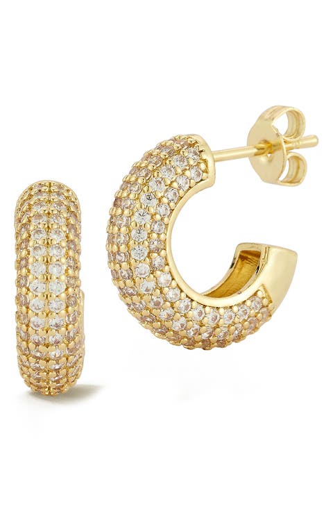 Pavé Cubic Zirconia Hoop Earrings