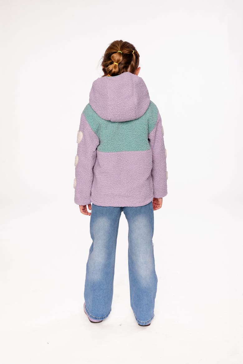 Reversible Mid-Season Fleece Heart Sleeve Hooded Jacket, Alternate, color, Pale Blue-Grey and Mauve