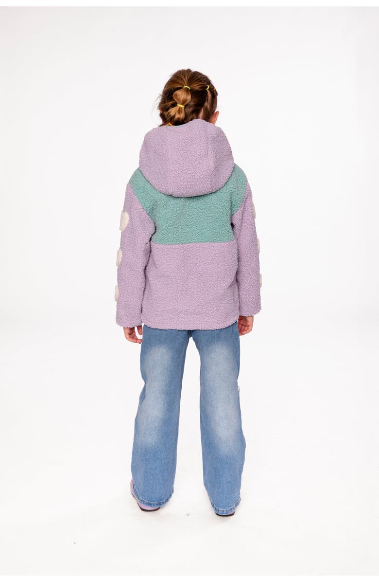 Deux par Deux Reversible Mid-Season Fleece Heart Sleeve Hooded Jacket, Alternate, color,