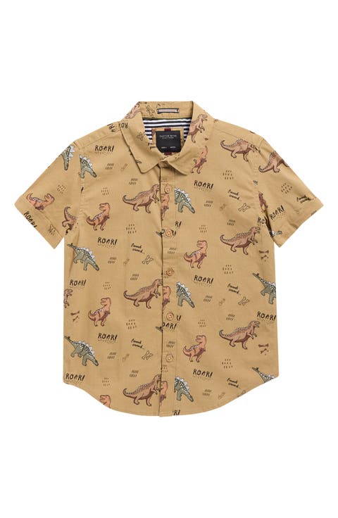 Kids' Roar Dinos Short Sleeve Button-Up Shirt (Little Kid)